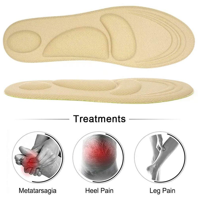 Dr.Foot Dr. Foot's Arch Support Insoles, Help Against Plantar Fasciitis, Metatarsal and Heel Pain, Diabetic Anti-Sweat Foam Comfortable Insoles for Shock Absorption (L | 7~12 US Men's, Beige) - Image 2